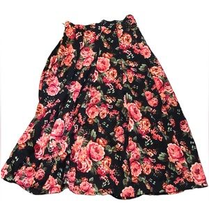My Story Pink Floral Midi Skirt Small